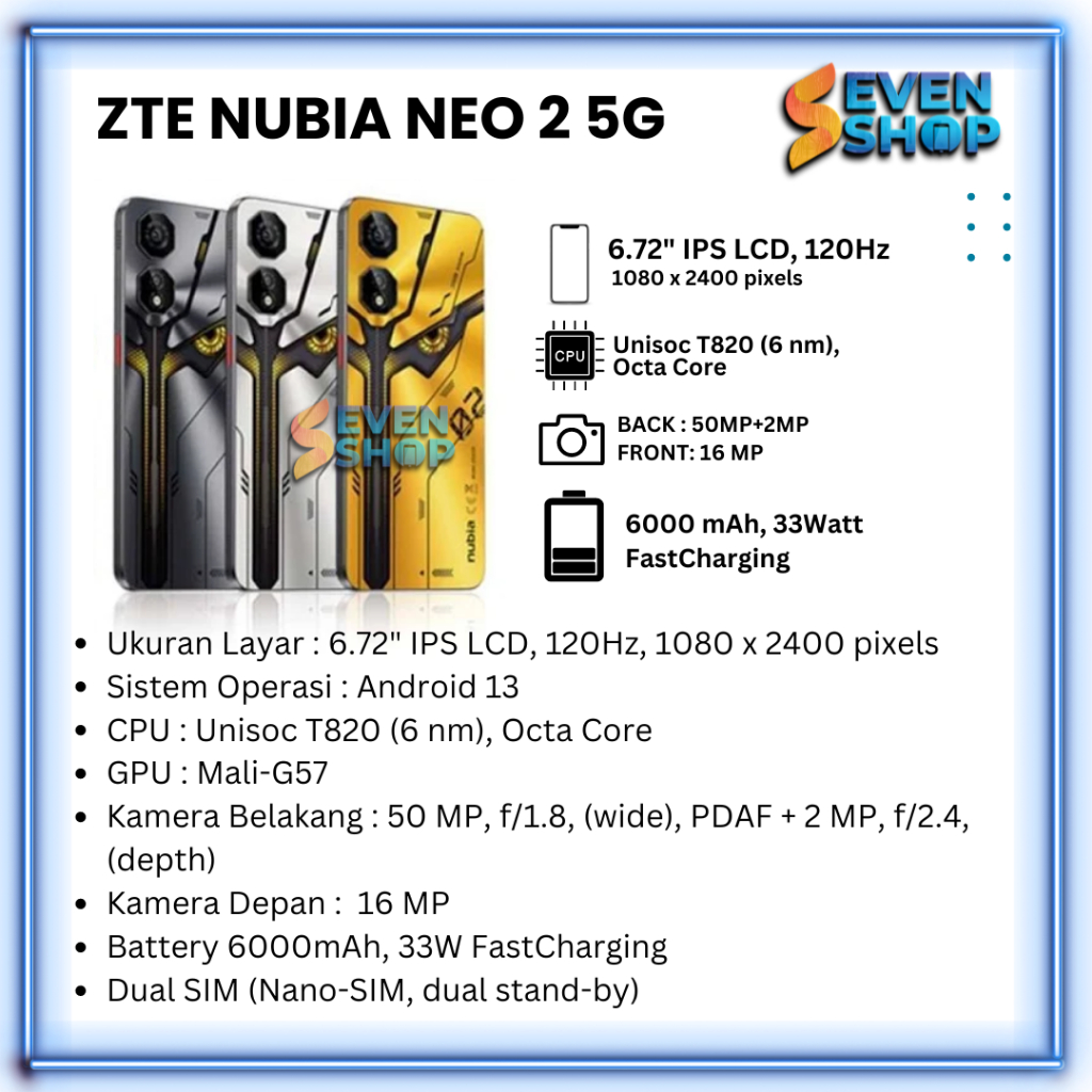 Jual ZTE Nubia Neo 5G RAM 8+10/256GB Garansi Resmi Shopee