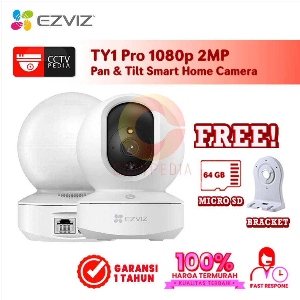 Jual GRATIS MEMORI DAN BRACKET) Ezviz TY1 Pro 1080p 2MP Pan