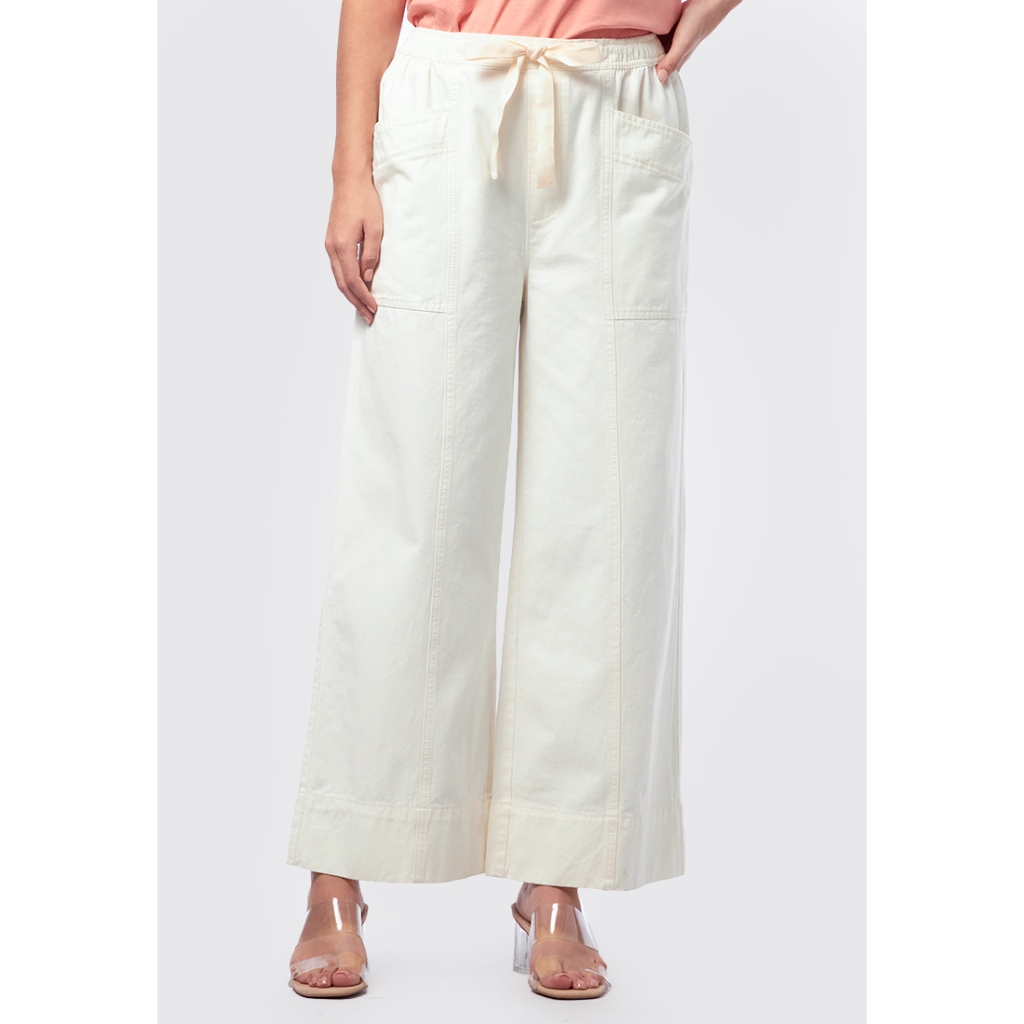 Jual Et Cetera Drawstring Denim Pants OFF WHITE | Shopee Indonesia