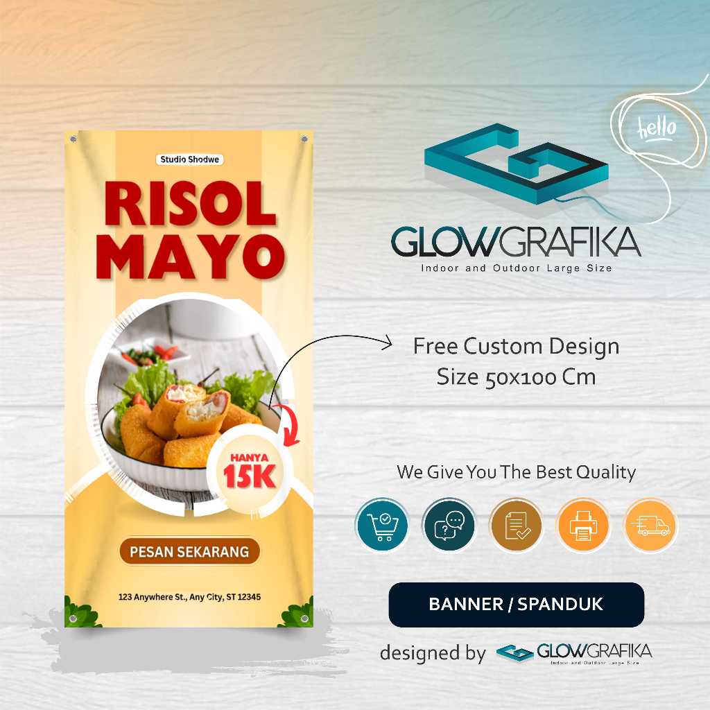 Jual Cetak Spanduk Banner Kuning & Merah Minimalis Promosi Makanan ...