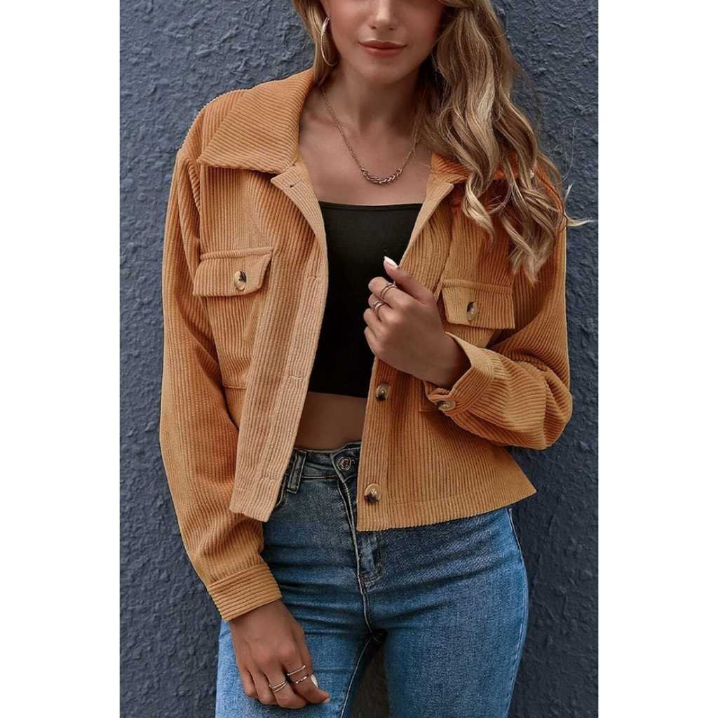 Jual 7 Warna Jaket Corduroy Wanita Outer Crop Jacket Hitam Korean Retro Style Vintage Pakaian Wanita Shopee Indonesia