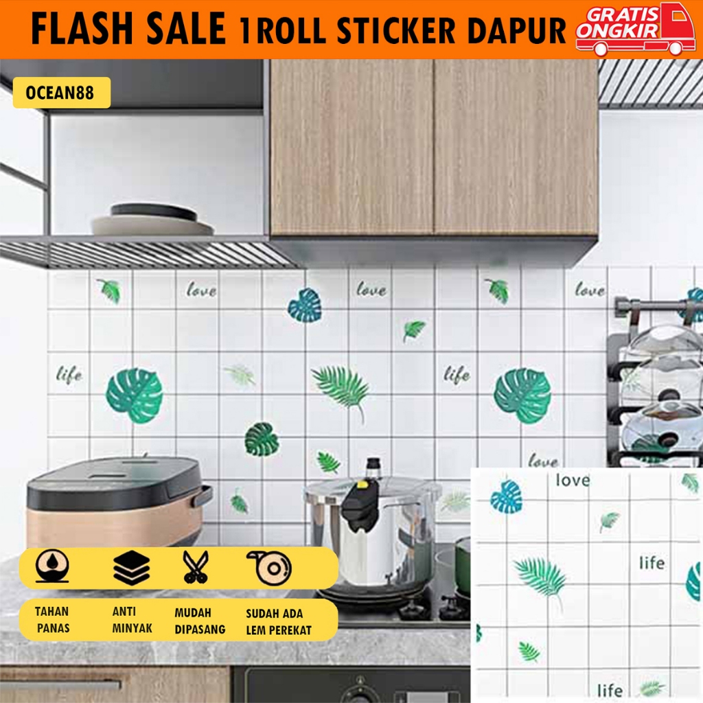 Jual Stiker Dapur PVC Anti Air Anti Minyak 60cm x 3m Motif Marmer Hitam ...