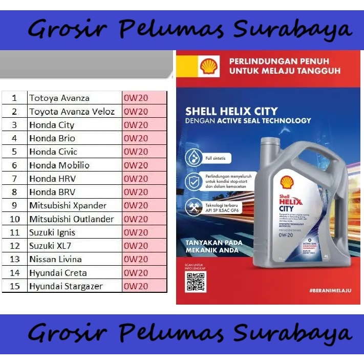 Jual Oli Original Barcode scan Shell Helix CITY 0W-20 SP Plus galon ...