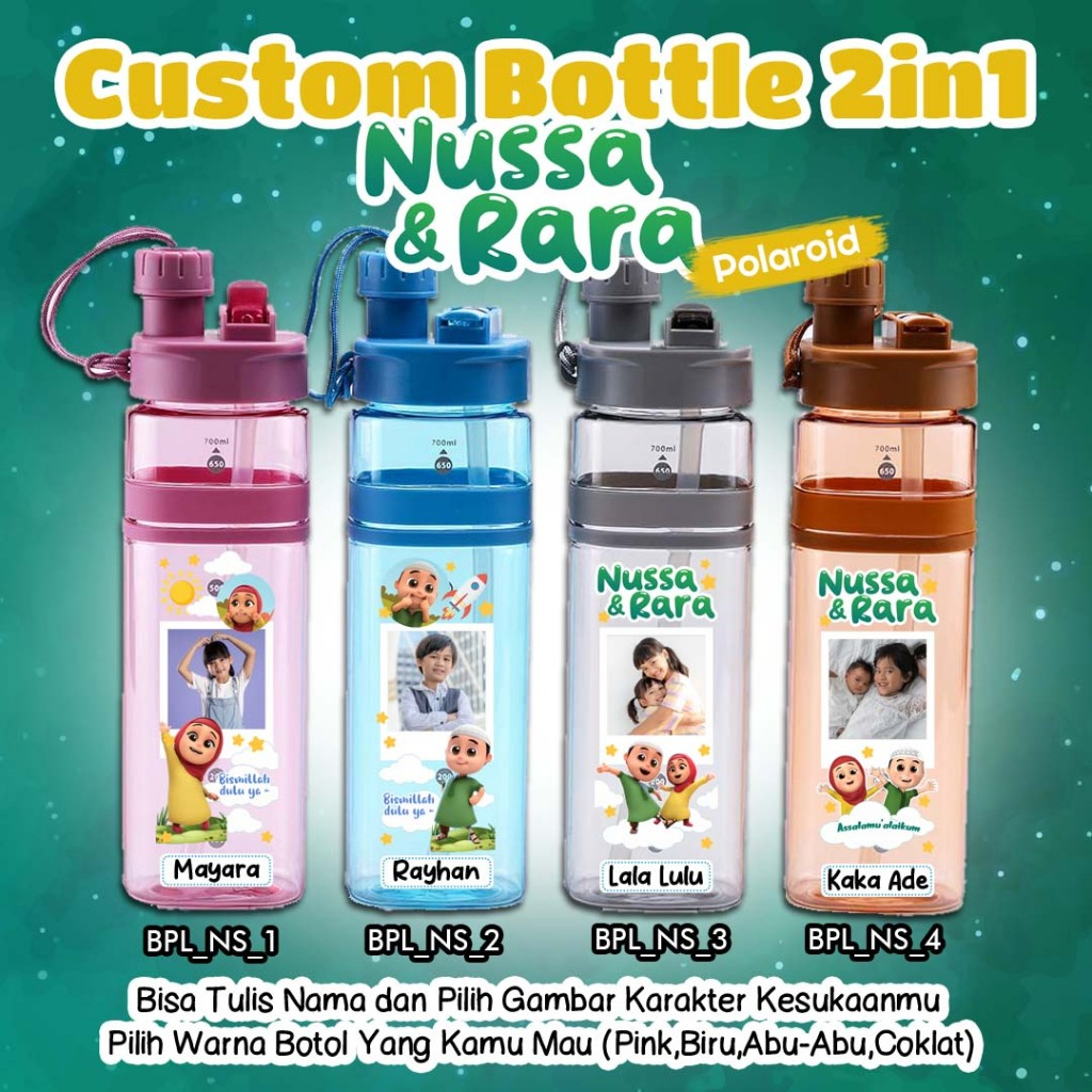 Jual Custom Botol Minuman - 2in1 - Gambar NUSSA RARA ANAK MUSLIM model ...