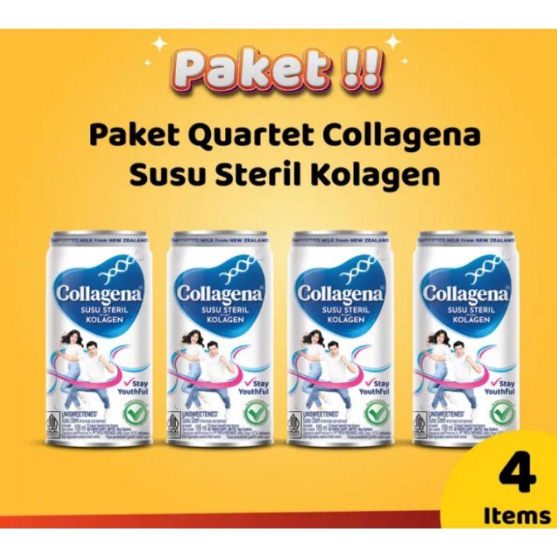 Jual Collagena Susu Steril dengan Kolagen 189 ml x 4 | Shopee Indonesia