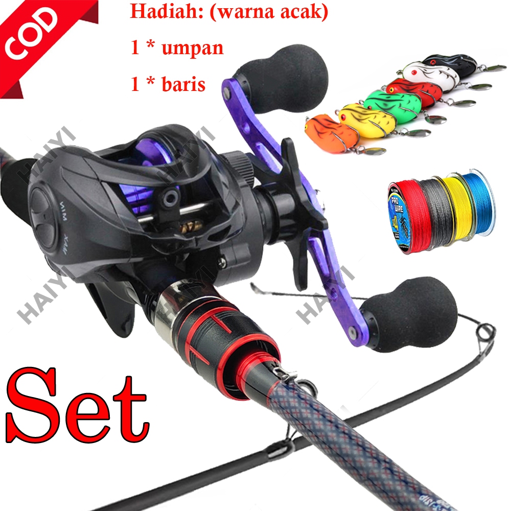 HAIYI FISHING Baitcasting Fishing Reel Fishing Rod Set Pancing Set BC Reel Dengan Bahan Serat Karbon Pancing 1.65M /1.8M/2.1M Joran Pancing Combo Fishing Set Pancingan Set Lengkap Carbon Pancing Set Fishing Hook Fishing Gift Fishing Gear