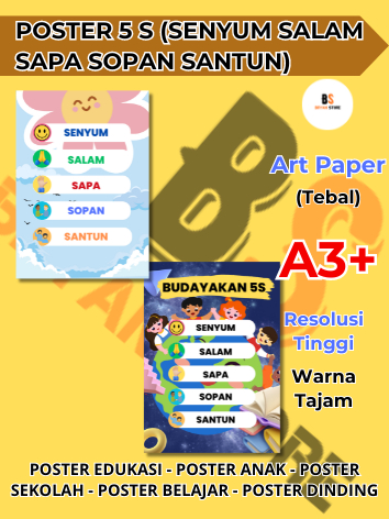 Jual Poster 5 S Budayakan 5 S – Poster Senyum Salam Sapa Sopan Santun