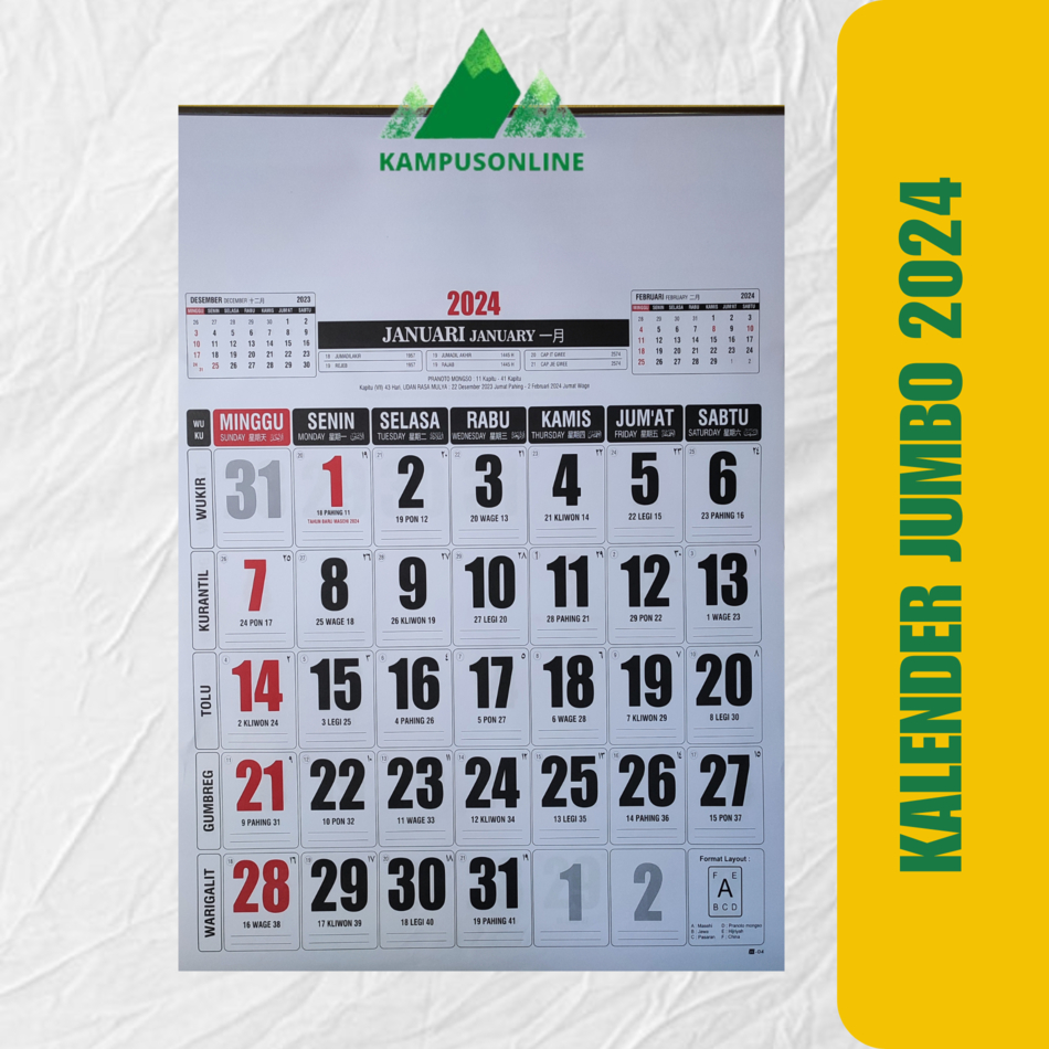 Jual PROMO KALENDER DINDING 2024 46 CM x 64 CM BESAR TERMURAH EDISI ...