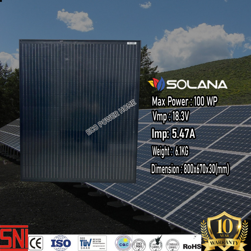 Jual SOLANA 100WP MONO BLACK 12V SOLAR CELL / PANEL SURYA 12 V 100 WP ...