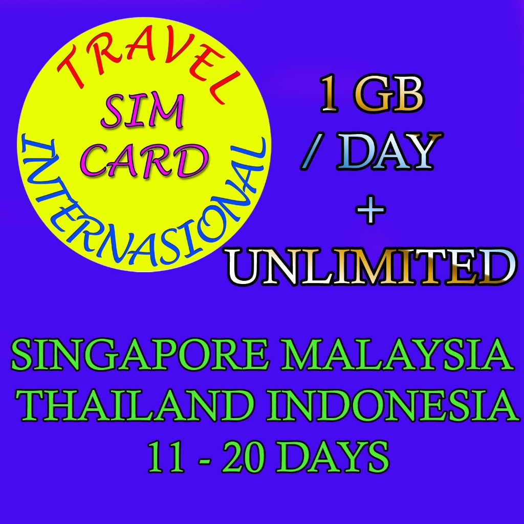 Jual 1GB/D + UNLIMITED Sim Card travel SINGAPORE MALAYSIA THAILAND INDONESIA Simcard