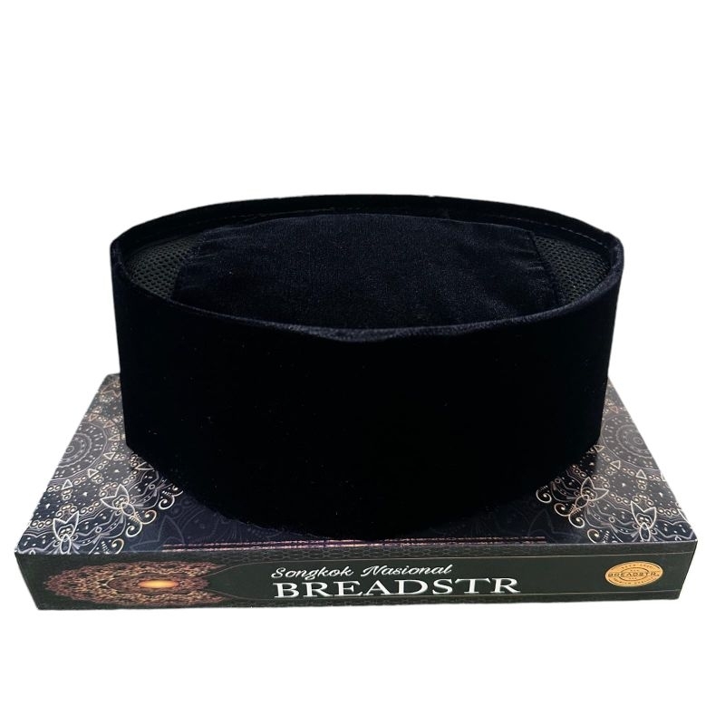 Peci Songkok Kopiah Hitam Merk BREADSTR Polos AC Tinggi 10cm Bahan Bludru Pigeon Grade A Terbaik, Songkok Sholat Laki-Laki Anak dan Dewasa Bisa Bayar Di Tempat COD