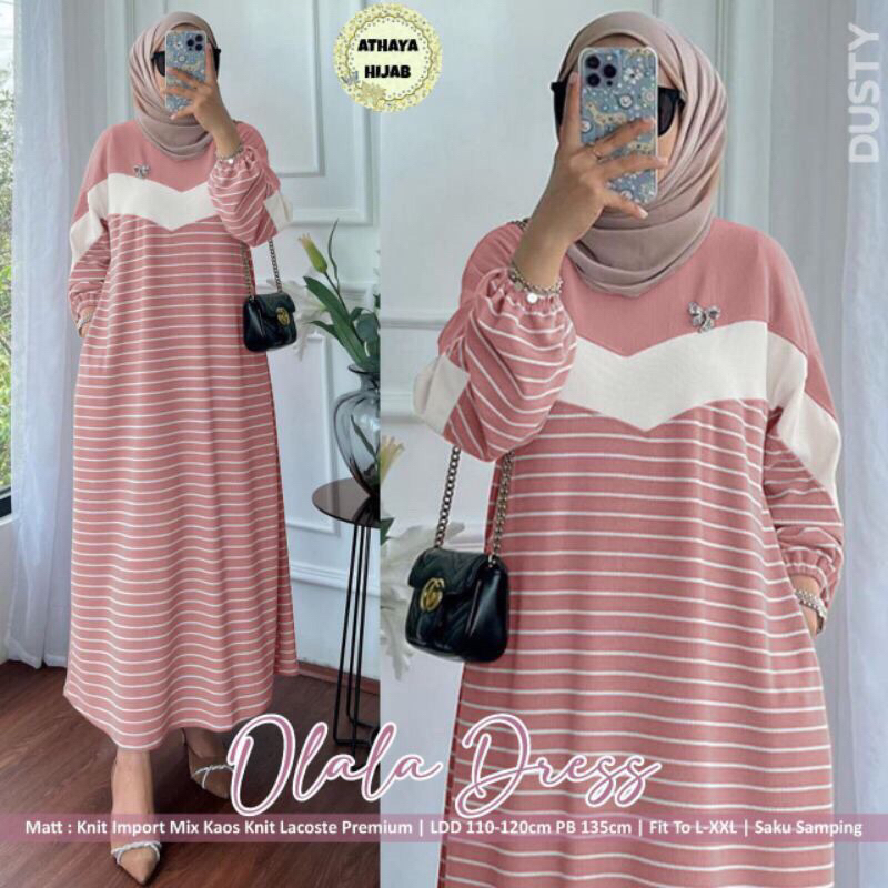Jual Midi Dress Salur Knit Premium / Gamis midi muslimah / Gamis midi knit  wanita terbaru / Midi knit salur | Shopee Indonesia