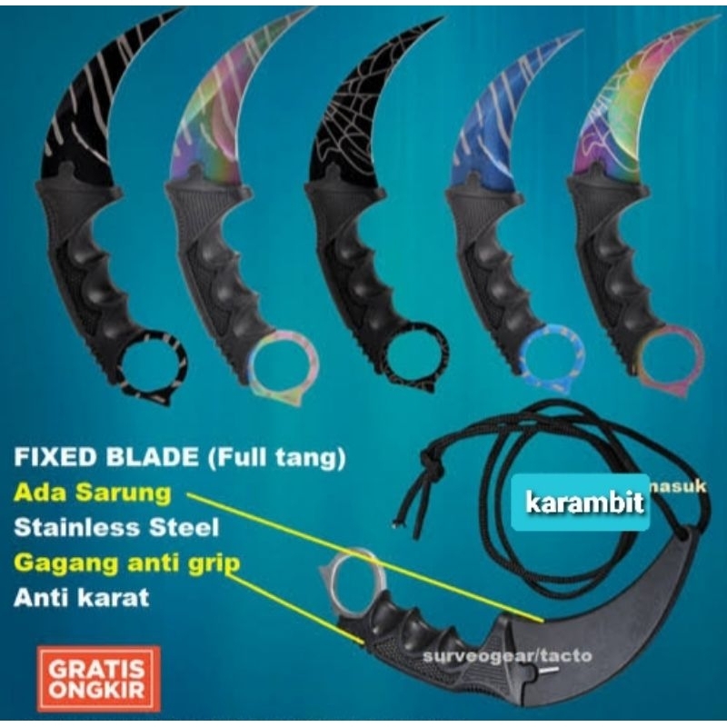 Jual (100% ORIGINAL) karambit import cs go taktikal pisau survival 6 ...
