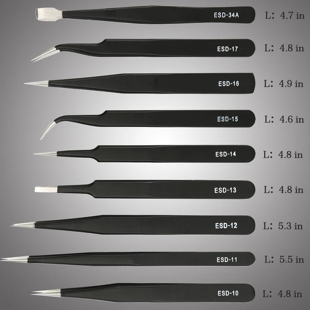 Jual ESD PINSET ANTI STATIC HITAM LURUS LANCIP TUMPUL BENGKOK TWEEZER ...