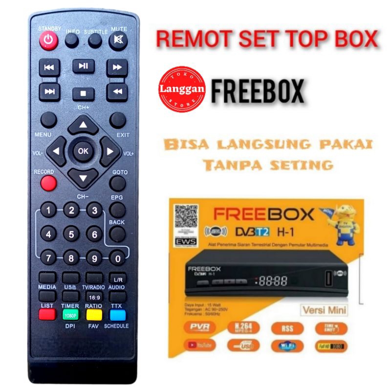 Jual Remot Remote set top box FREEBOX langsung bisa pakai tanpa seting ...