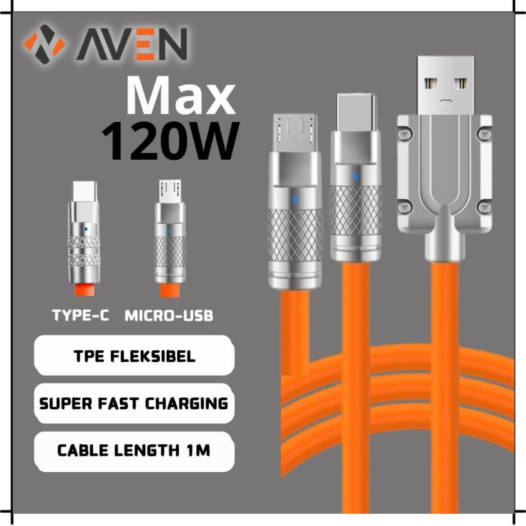 Jual AVEN Kabel Data Silicon TYPE C KB-08 Cable Casan Durable Fast ...