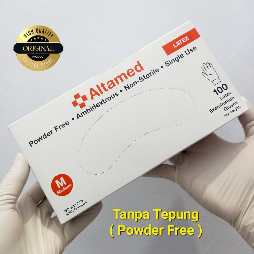 Jual Altamed Sarung Tangan Karet Latex Powder Free ( Tanpa Bubuk Tepung ...