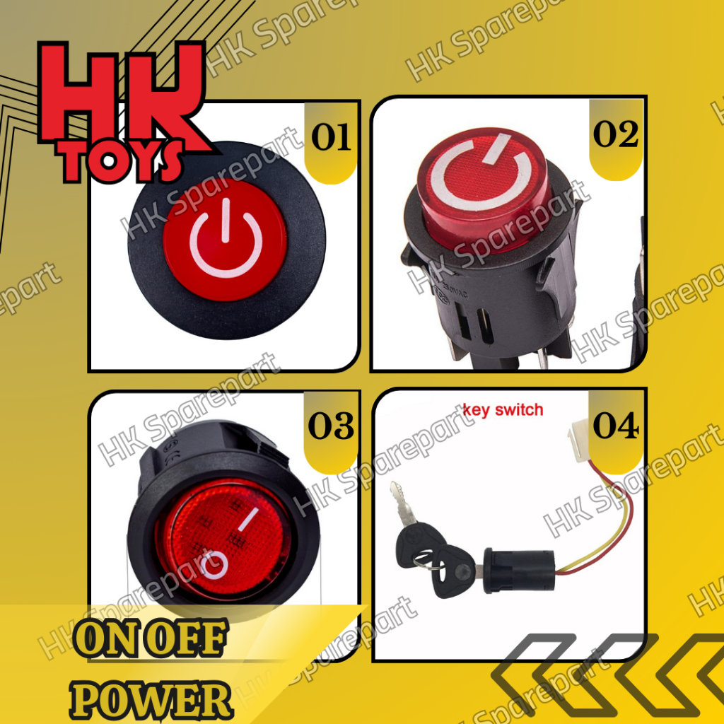 Jual HK - TOMBOL POWER ON OFF MOBIL MAINAN AKI ANAK BMB JEEP PLIKO ...