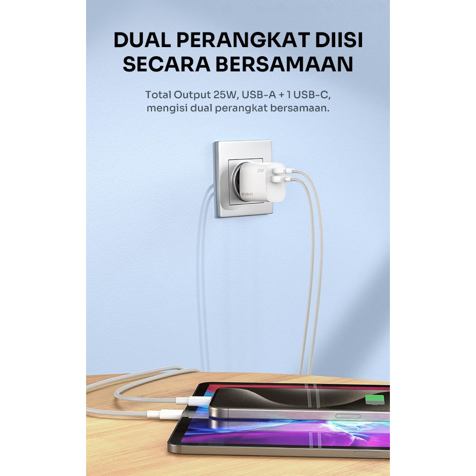 Jual Robot RT-P25 / RT-P25S Adapter Charger Dual Port USB-A USB-C With ...