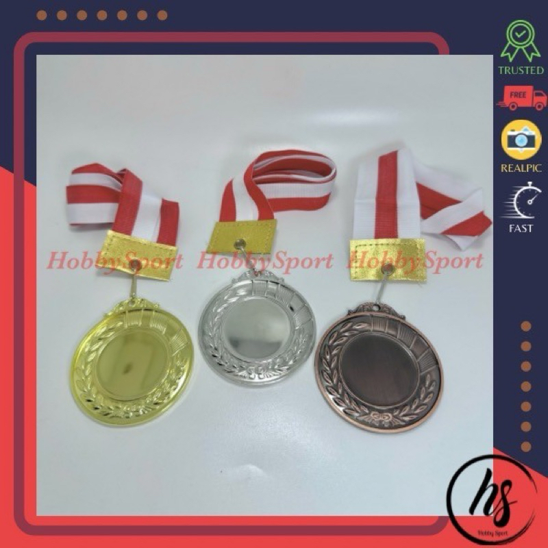 Jual Medali Logam Berkualitas Mendali Kuningan Besi Juara + Tali (1 Set ...