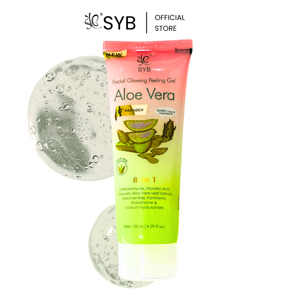 Jual NEW SYB FACIAL GLOWING PEELING GEL ALOE VERA + GALACTOMYCES 130 ML ...