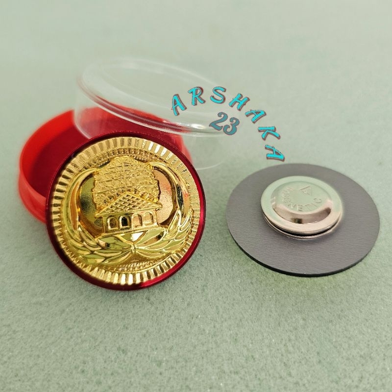 Jual Pin Korpri ASN Bulat Akrilik Premium Gerigi Timbul Plus Box Pin ...