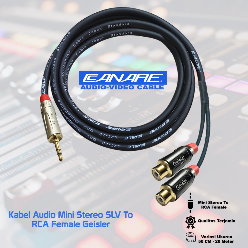 Jual Kabel Audio HP 1x Mini AUX Stereo 3.5 SLV to 2x RCA Female Geisler ...