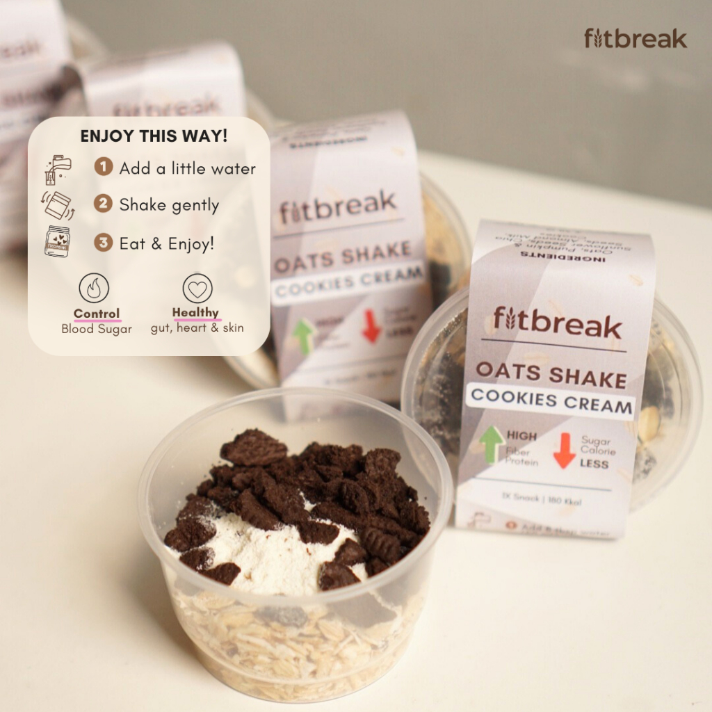 Jual Cookies Cream Oats Shake Fitbreak Overnight Oats/ Snack Sehat ...