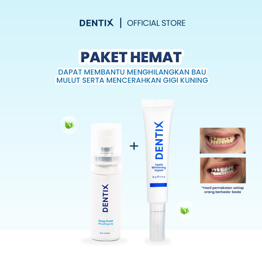 Jual DENTIX Paket Hemat Teeth Whitening Expert 20g + Mouthspray Deep ...