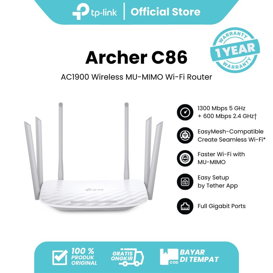 Jual Router TP-link Archer C86 AC1900 Wireless MU-MIMO | Shopee Indonesia