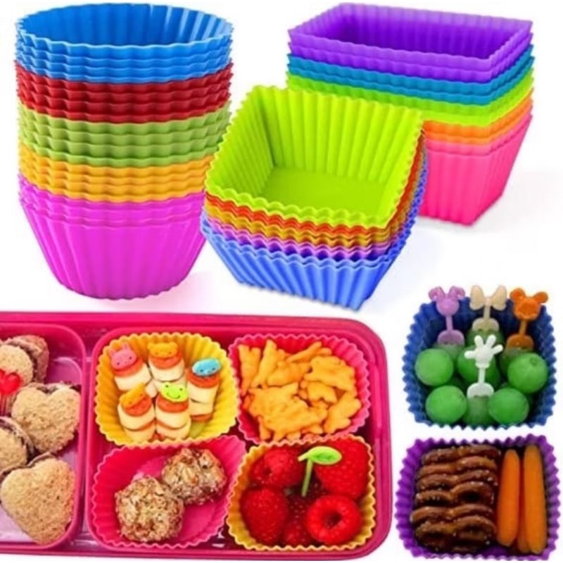 70-teiliges Silikon-Lunchbox-Trennwand-Set Von SourceTon – 18 Silikon-Förmchen & 52 Lebensmittel-Picker Für Bento-Box & Snacks