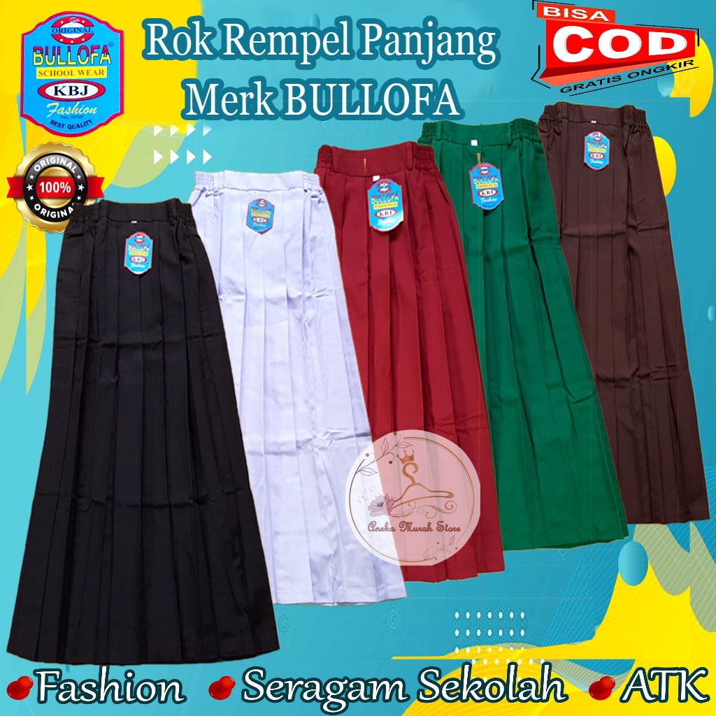 Jual Rok Rempel Panjang Putih Merah Hitam Hijau Coklat Biru Benhur Merk ...