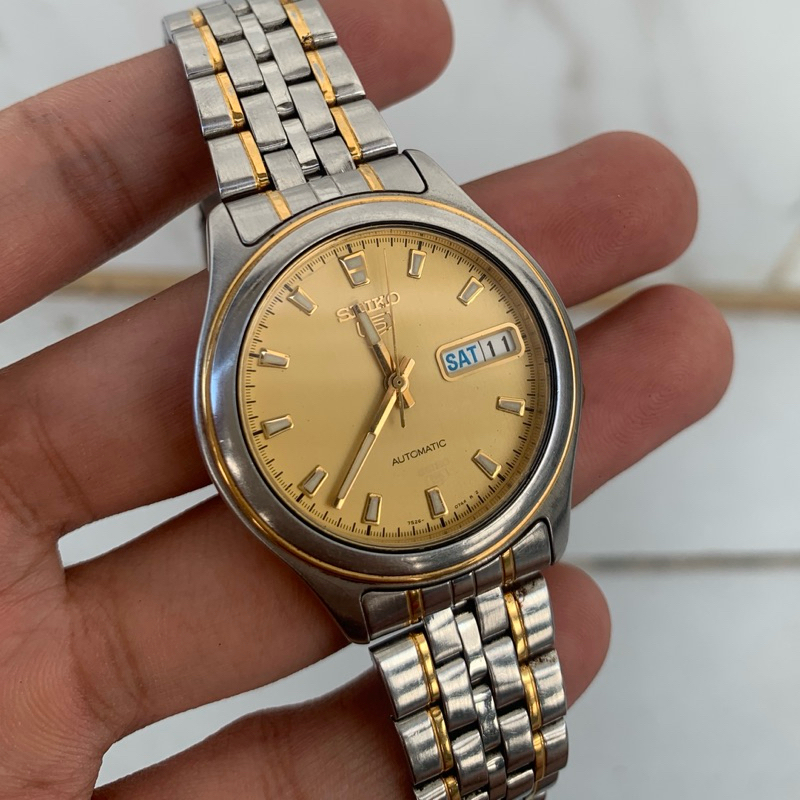 Jual Jam Tangan Pria Seiko 5 7s26 Automatic 21 jewels Gold Kuning Original Shopee Indonesia