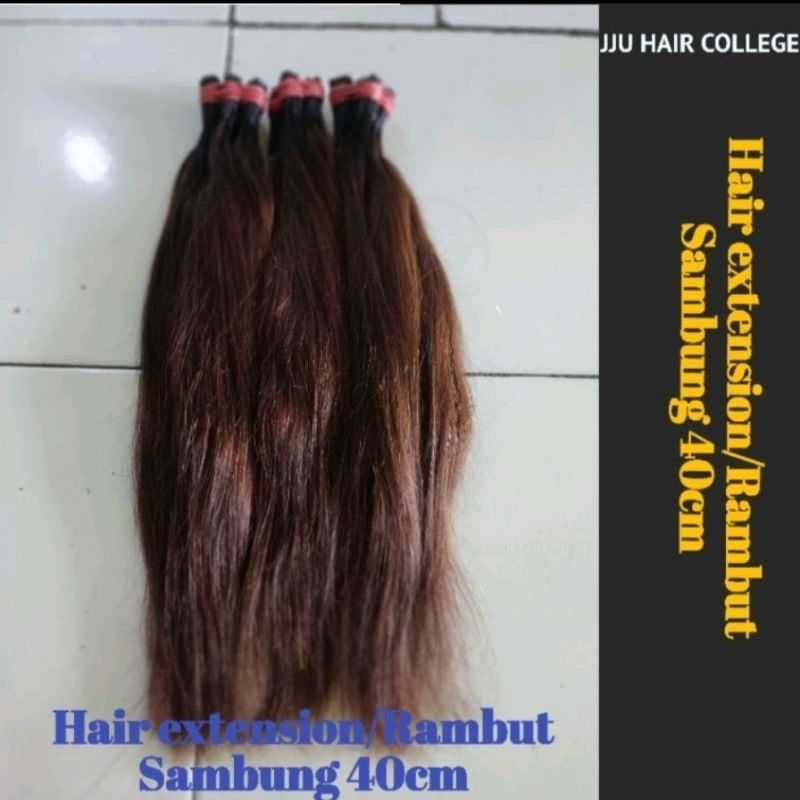 Jual Hair extension brown coklat rambut sambung 40cm 35cm 30cm Shopee Indonesia