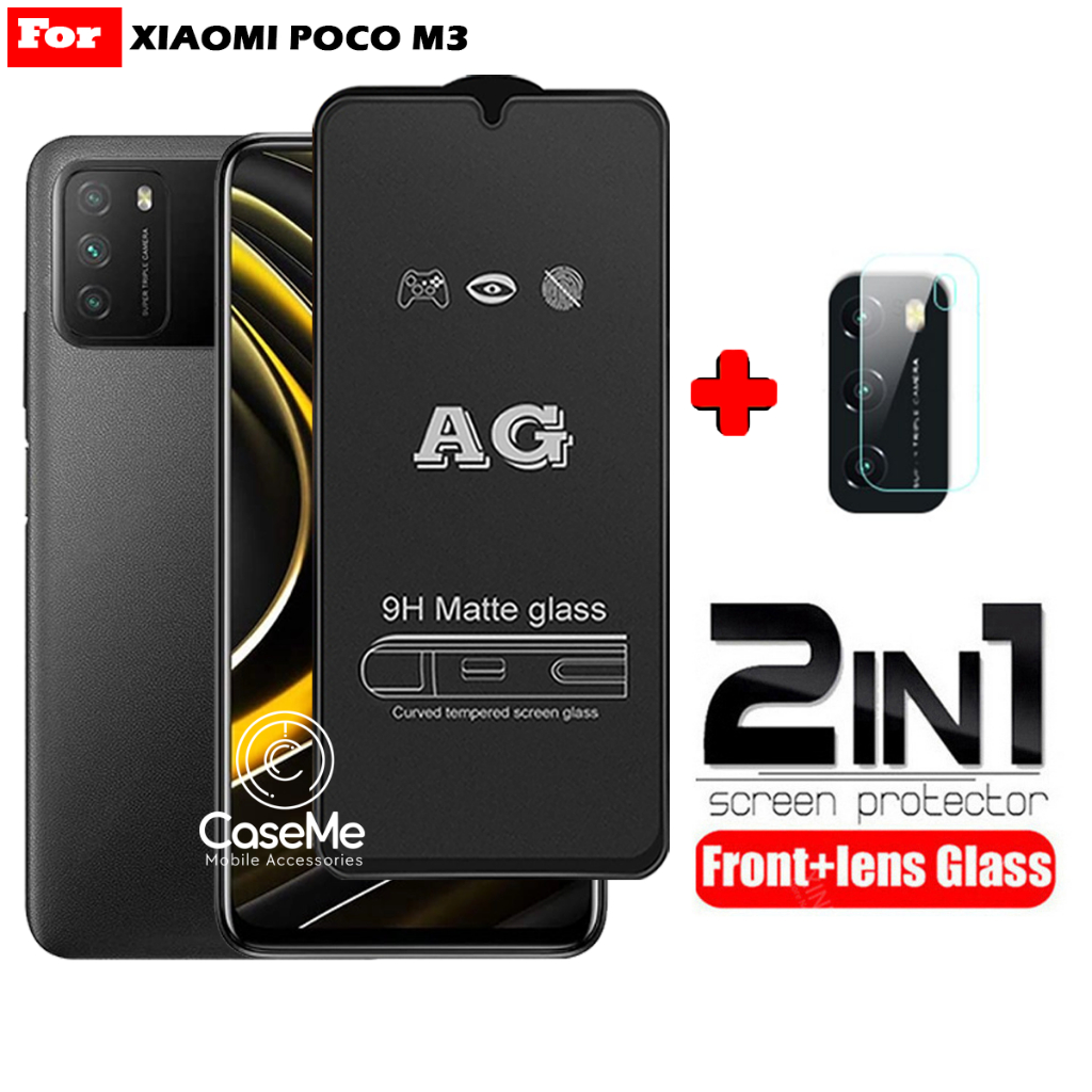 Jual Paket 2in1 Tempered Glass Layar Anti Glare Xiaomi Poco M3 M3 - Main Image