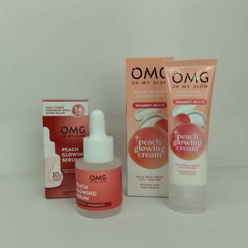 Jual Paket 2in1 OMG OH MY GLOW Serum Peach Glowing