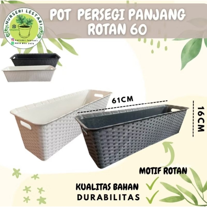 Jual Pot tanaman bunga CJP panjang anyam rotan 60 | Shopee Indonesia