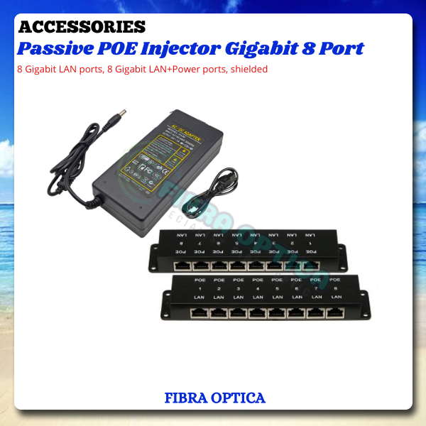 Jual Paket POE Injector 8 Port + Switching Adaptor 24V 3A | Pasif POE ...