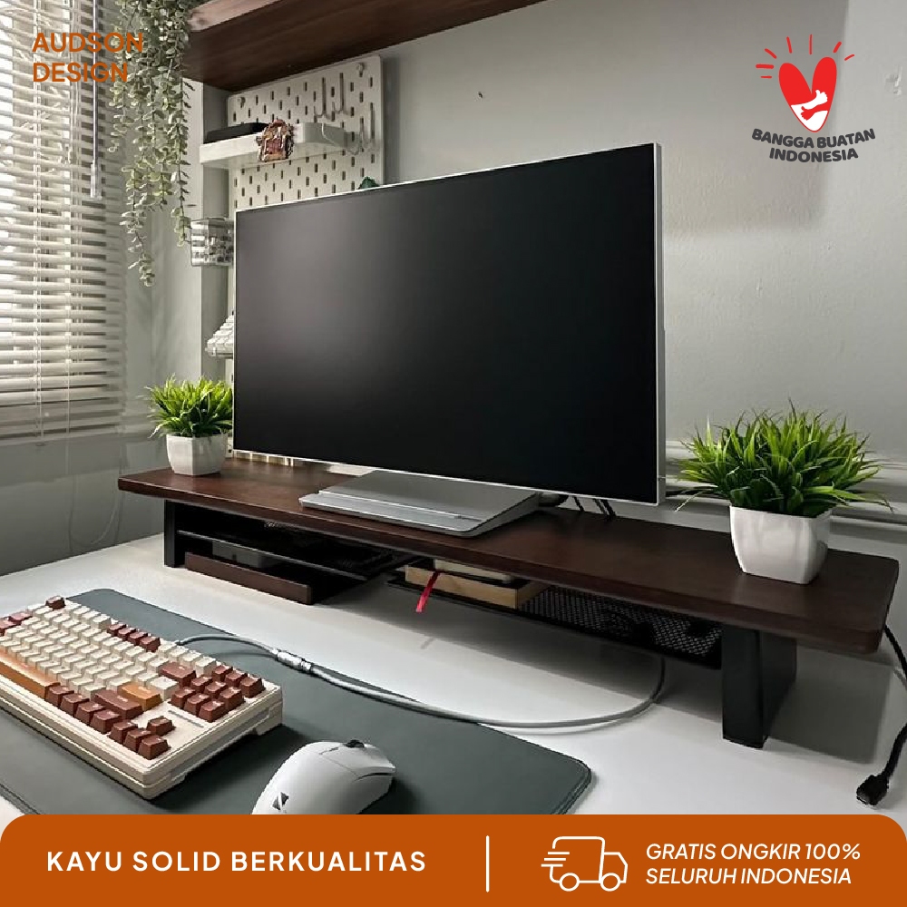 Jual DESK SHELF STAND RISER Stand Monitor Meja Rak Monitor kayu solid ...