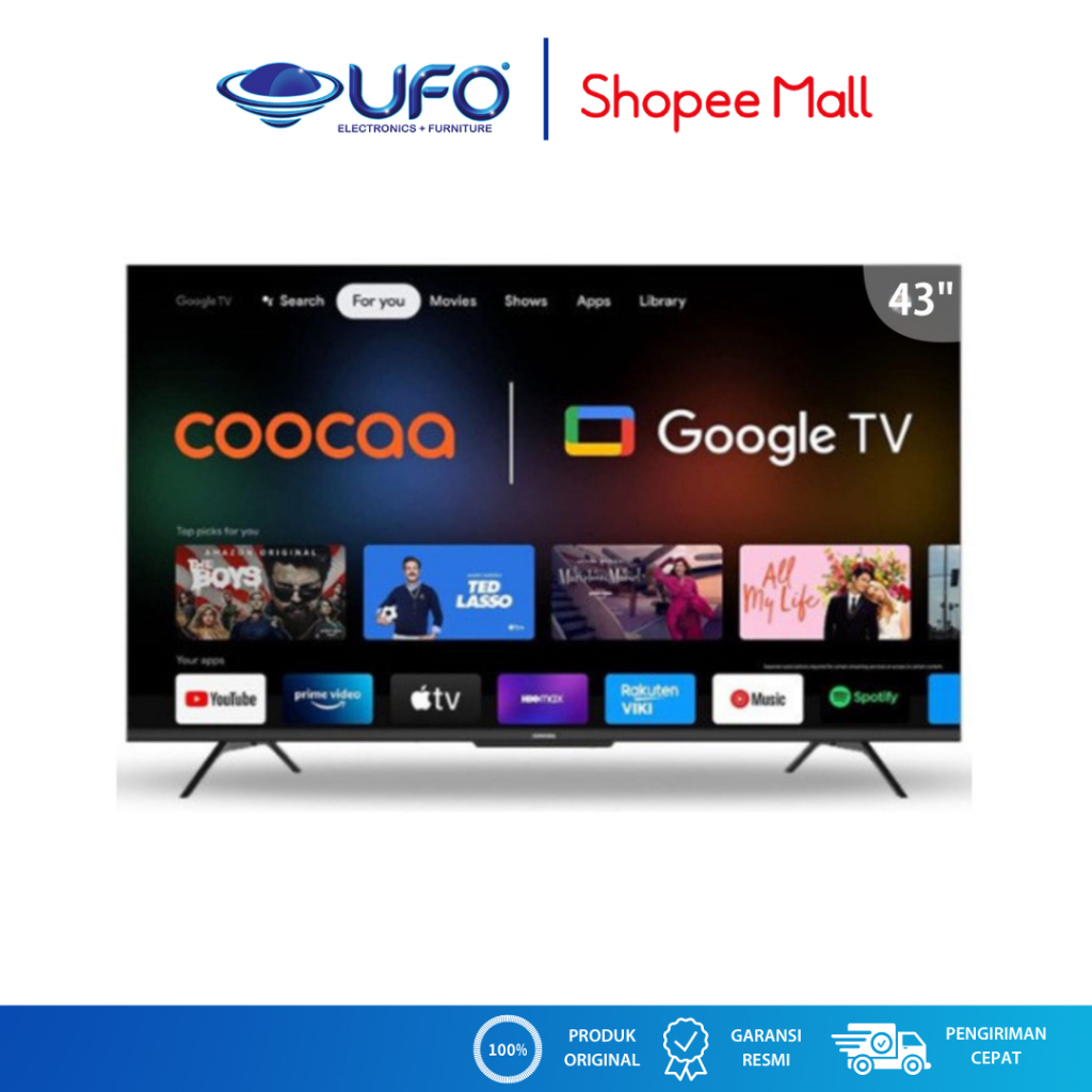 Jual Coocaa 43 Inch LED Google TV Frameless Design 4K UHD 43CUE7600 ...