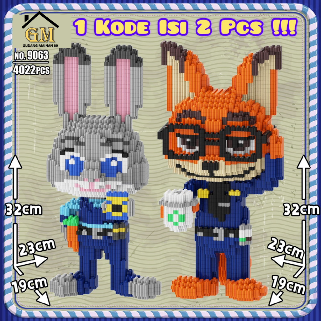 Jual ( 2 Pcs ) Nano Blocks Medium Zootopia Judy Hoops & Nick Wilde ...