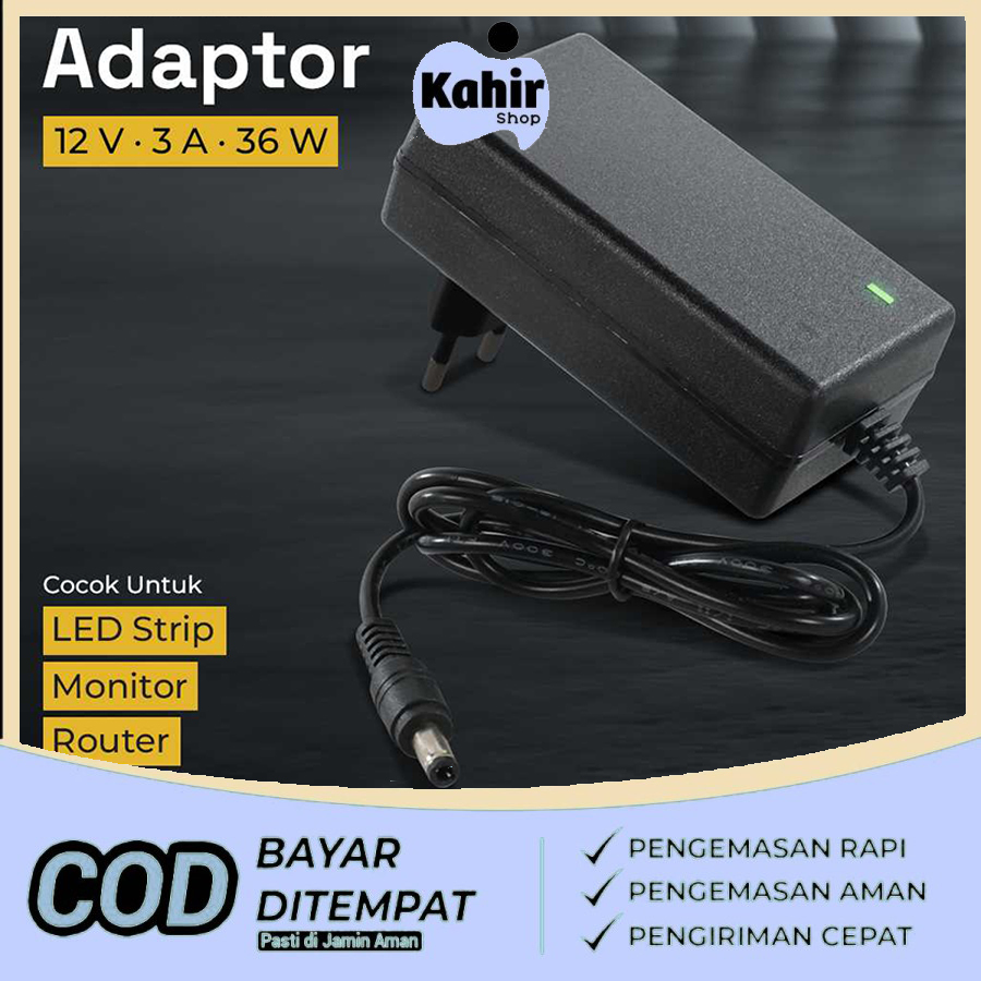 Jual Adaptor Power Supply LED Strip Converter 12V 3A 36W Untuk Monitor ...