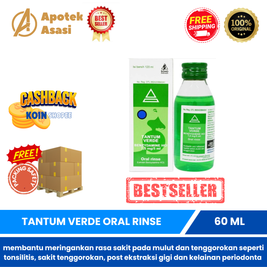 Jual Tantum Verde Oral Rinse 60 mL - Obat Kumur Mulut dan Tenggorokan ...