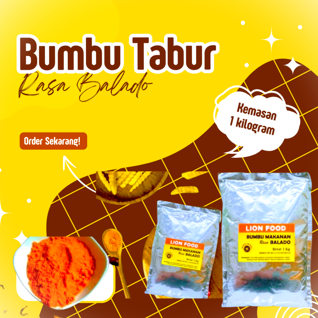 Jual bumbu tabur made by lion food rasa balado kemasan 1000 gram ...