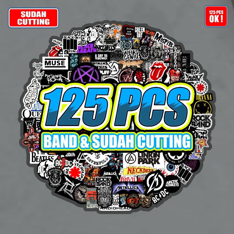 Jual Stiker Pack series band isi 125pcs sudah cutting bahan anti air ...