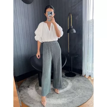 Celana Kulot Plisket Lidi Kulot Lidi Plisket Lidi Pleated Culotte Pants Pleated Pants