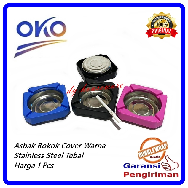 Jual Asbak Rokok Stainless Steel Tebal Kokoh Segi Cover Warna Warni ...