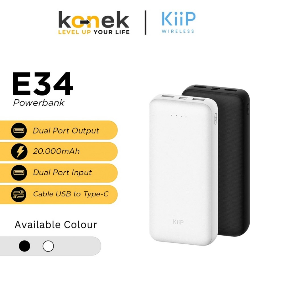 Jual KiiP E34 Power Bank 20000mAh Dual Input Type-C Micro Dual Output ...