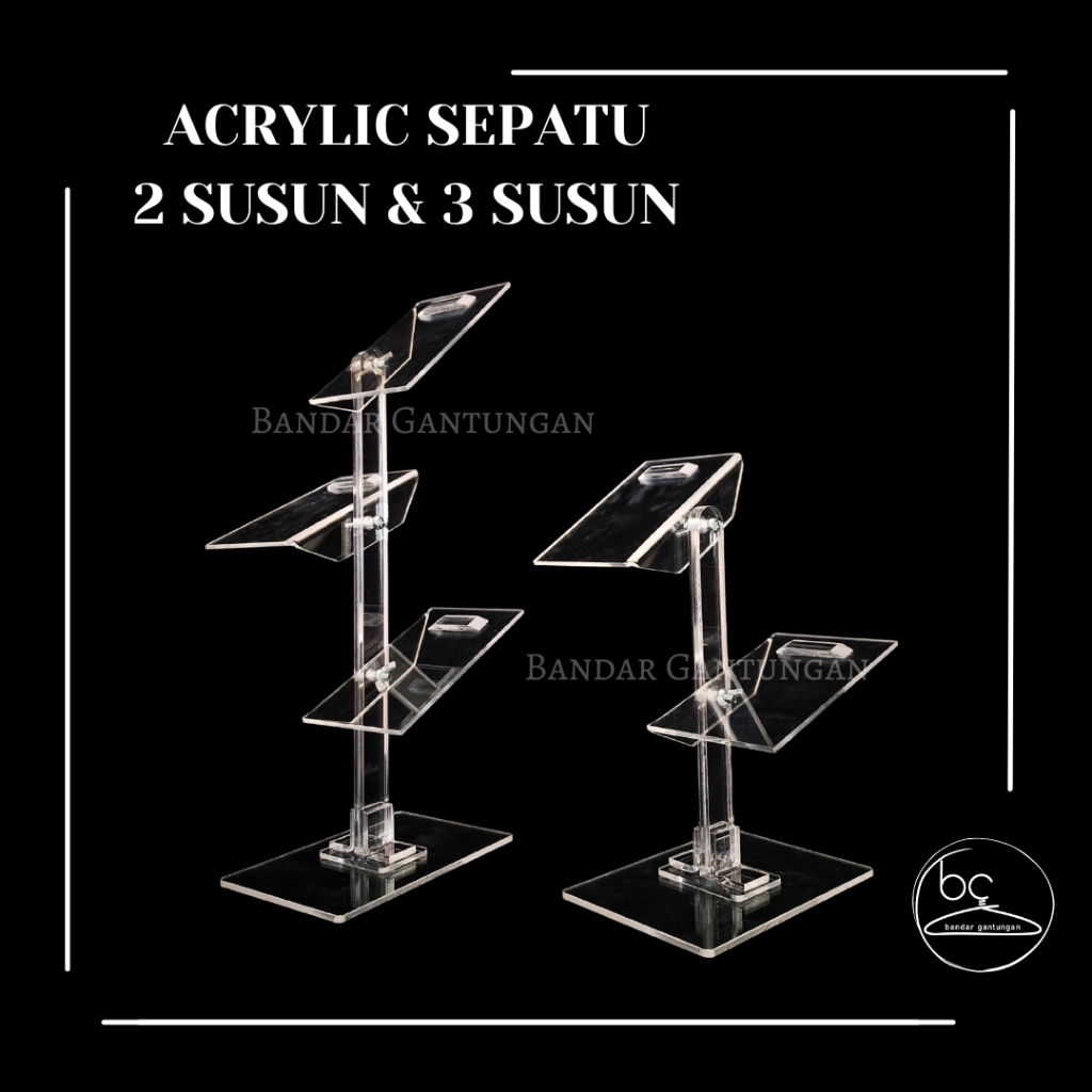 Jual Display Akrilik 2 dan 3 Susun Standing / Pajangan Sepatu Tingkat ...