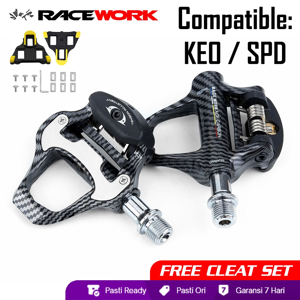 Racework Freeway Pedal Roadbike Chromoly Compatible KEO SPD-SL Cleat  Clipless Pedal Pedal Magnet Pedal Sepeda Balap Pedal Cleat Cleat Gravel  Pedal